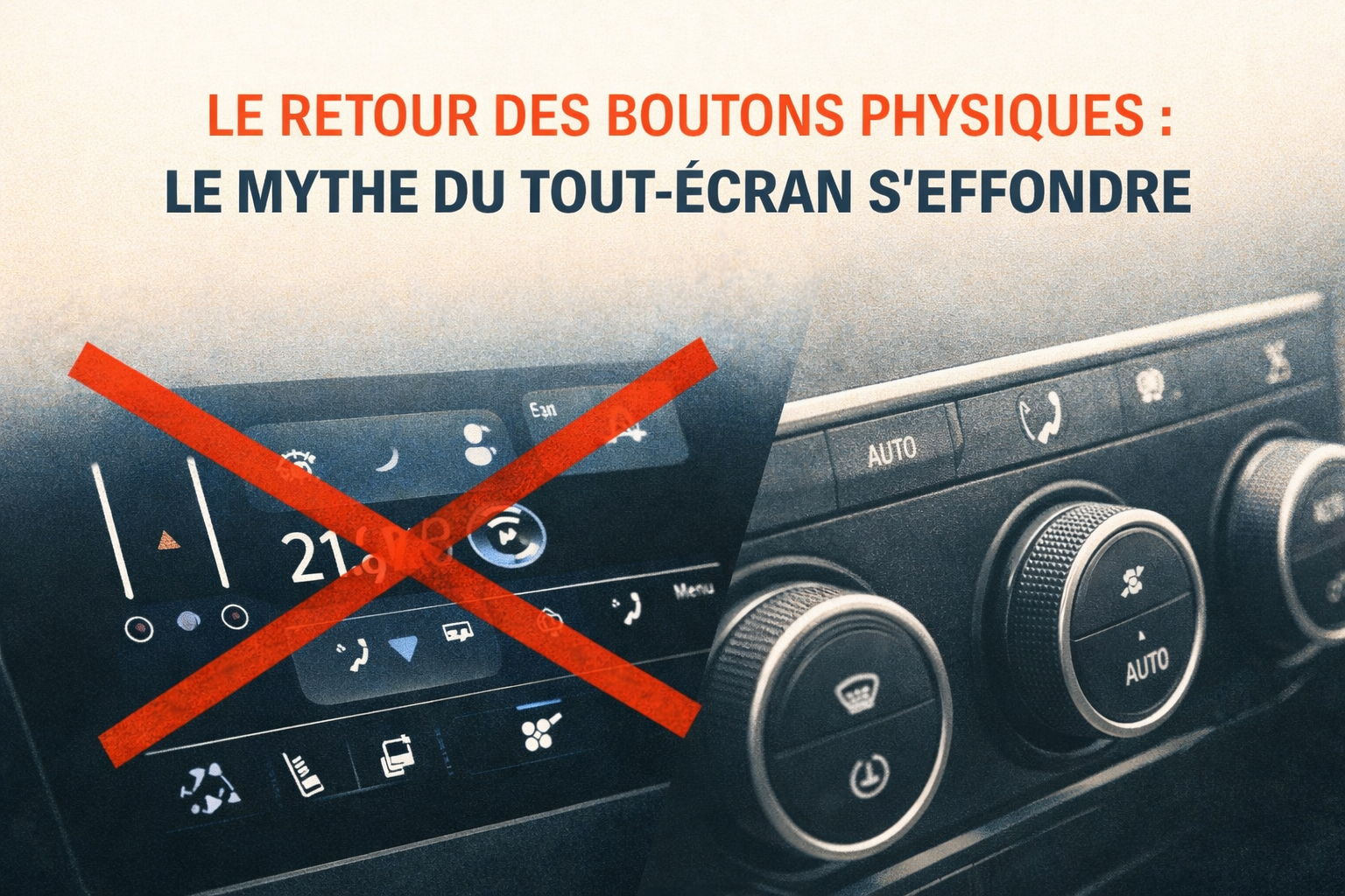 Retour des boutons physiques face au tout-écran automobile barré, illustration de l’effondrement du mythe du design tactile